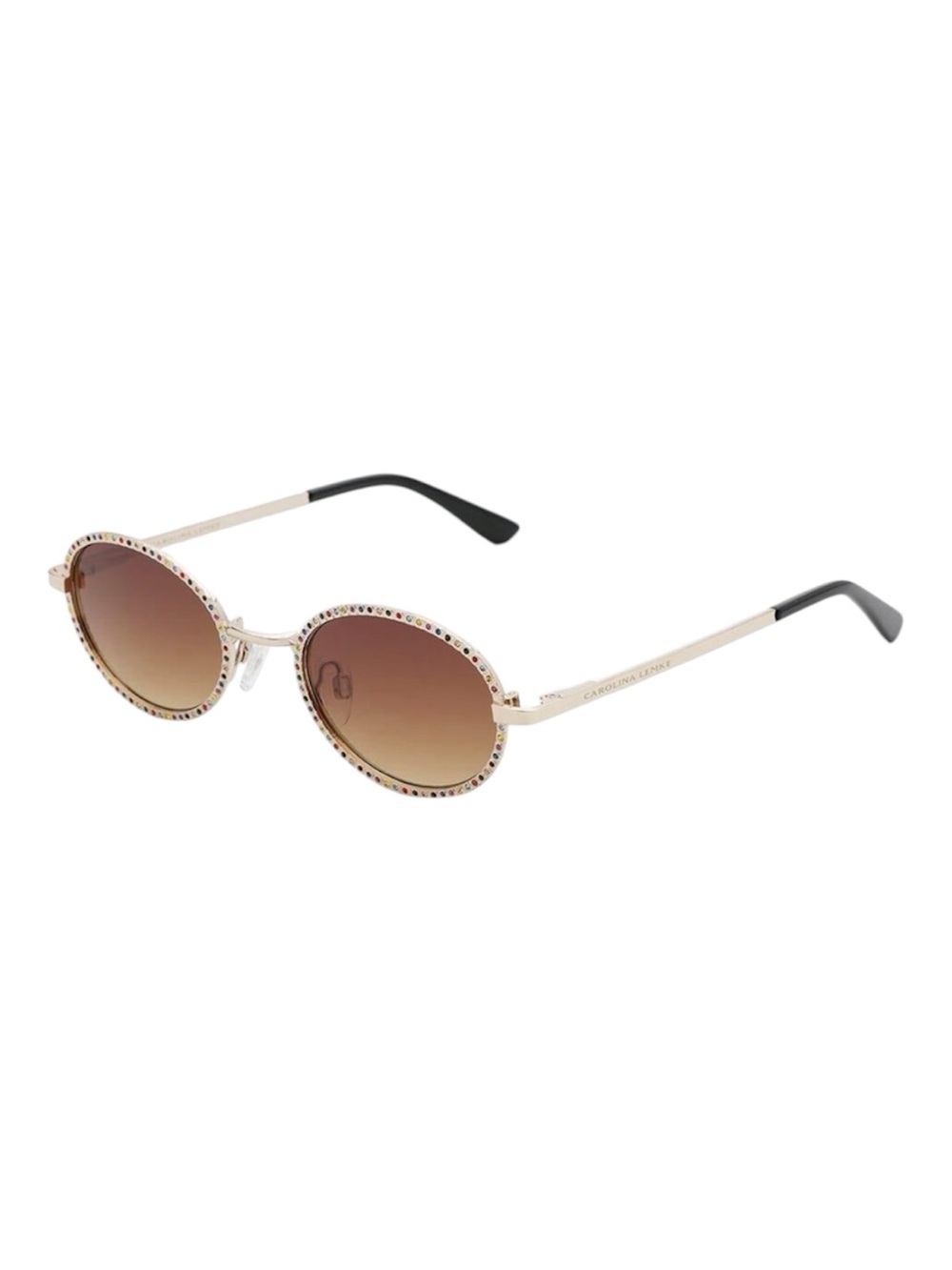NEW Carolina Lemke Liya Gold Colorful Jewel Stone Round Sunglasses Festival